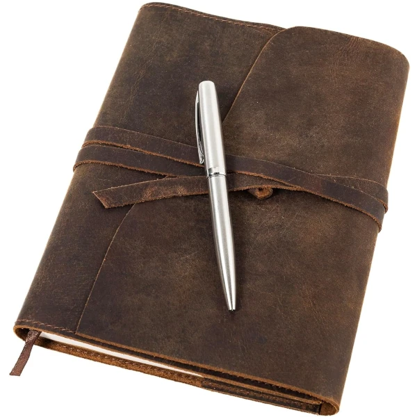 Cuaderno con Bolígrafo – Bloc de Notas de Piel – Cuaderno A5 para Mujer y Hombre