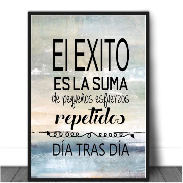 Cuadro con frase motivadora. Personalizado. Marco incluido. Sin clavos.