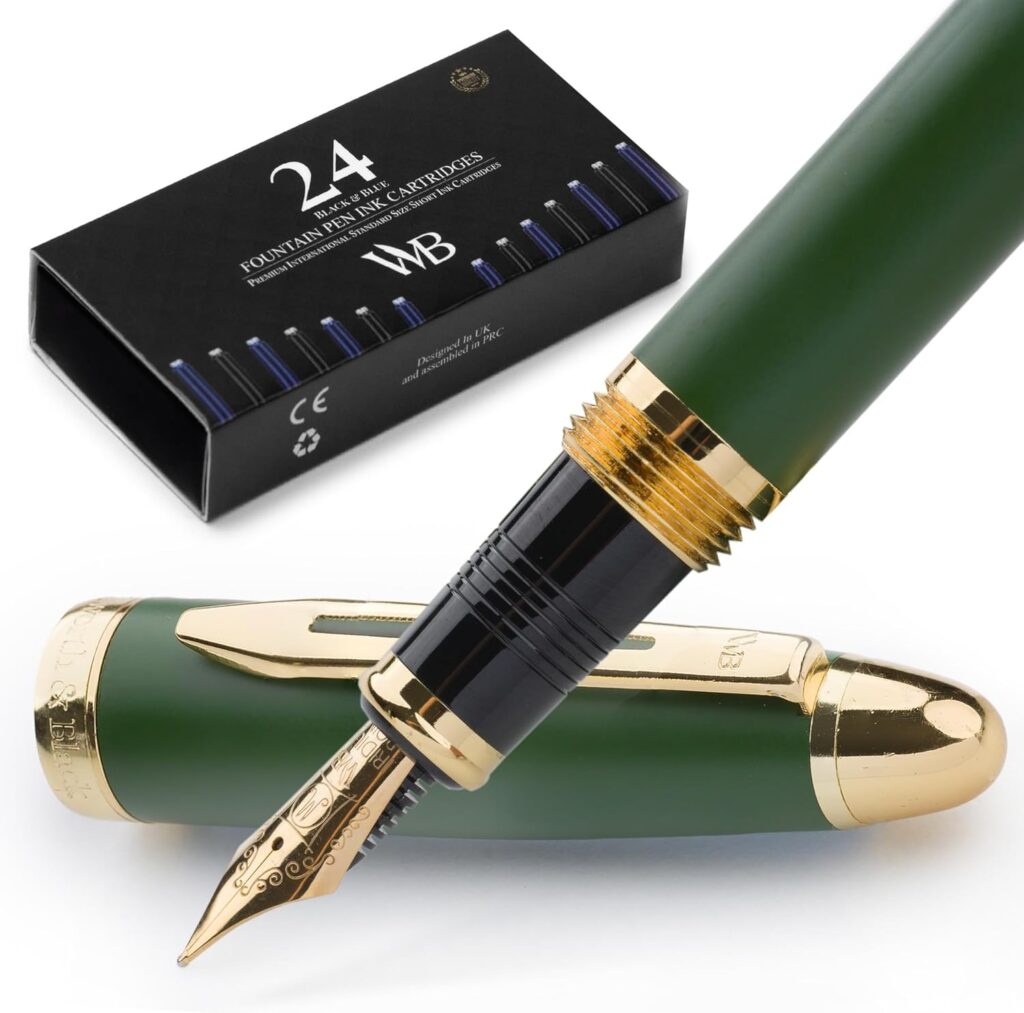 Wordsworth & Black Pluma Estilográfica Majesti (Verde), Estuche De Lujo, Acabado En Oro De 24 Quilates Wordsworth & Black Pluma Estilográfica Majesti (Verde), Estuche De Lujo, Acabado En Oro De 24 Quilates